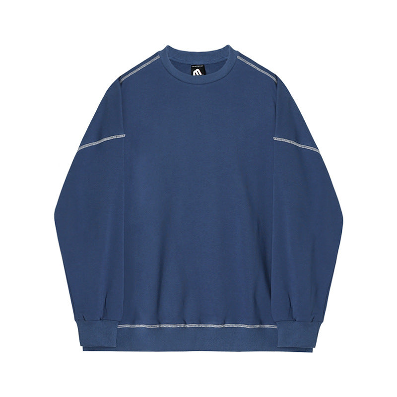 Crewneck Hoodie Men's Autumn Loose Design Sense Niche Solid Color Long-sleeved T-shirt Top