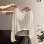 Fake Two-piece Embroidered Off-shoulder Long Sleeves