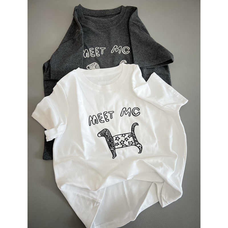 Spring New Round-Neck Casual Loose Womens T-Shirt