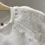 Simple Lace-spliced Round-neck Short Sleeves