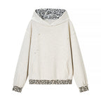 Casual Patchwork Perforated Hooded Sweatshirt For Women