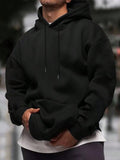 Mens Solid-Color Drop-Shoulder Long-Sleeve Hoodie