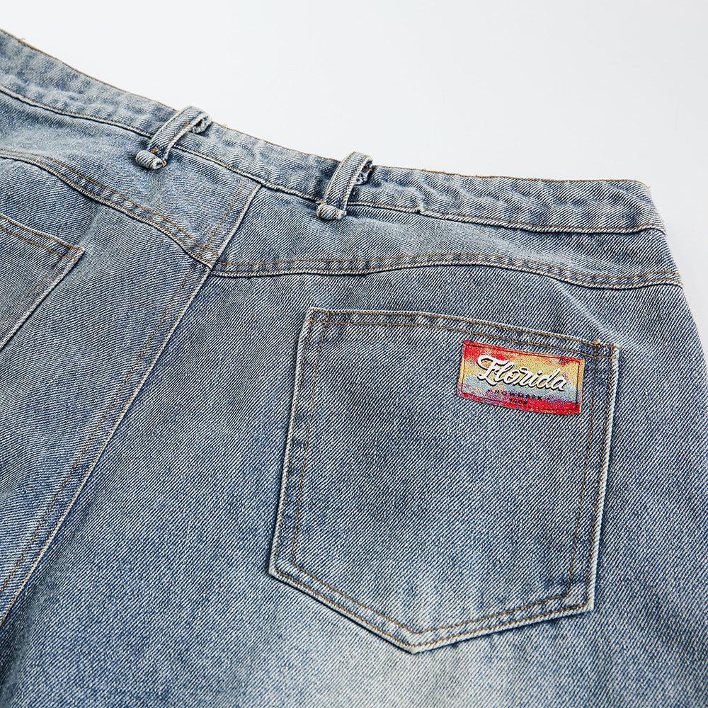 Fashion Destroyed Graffiti Cropped Pants Men