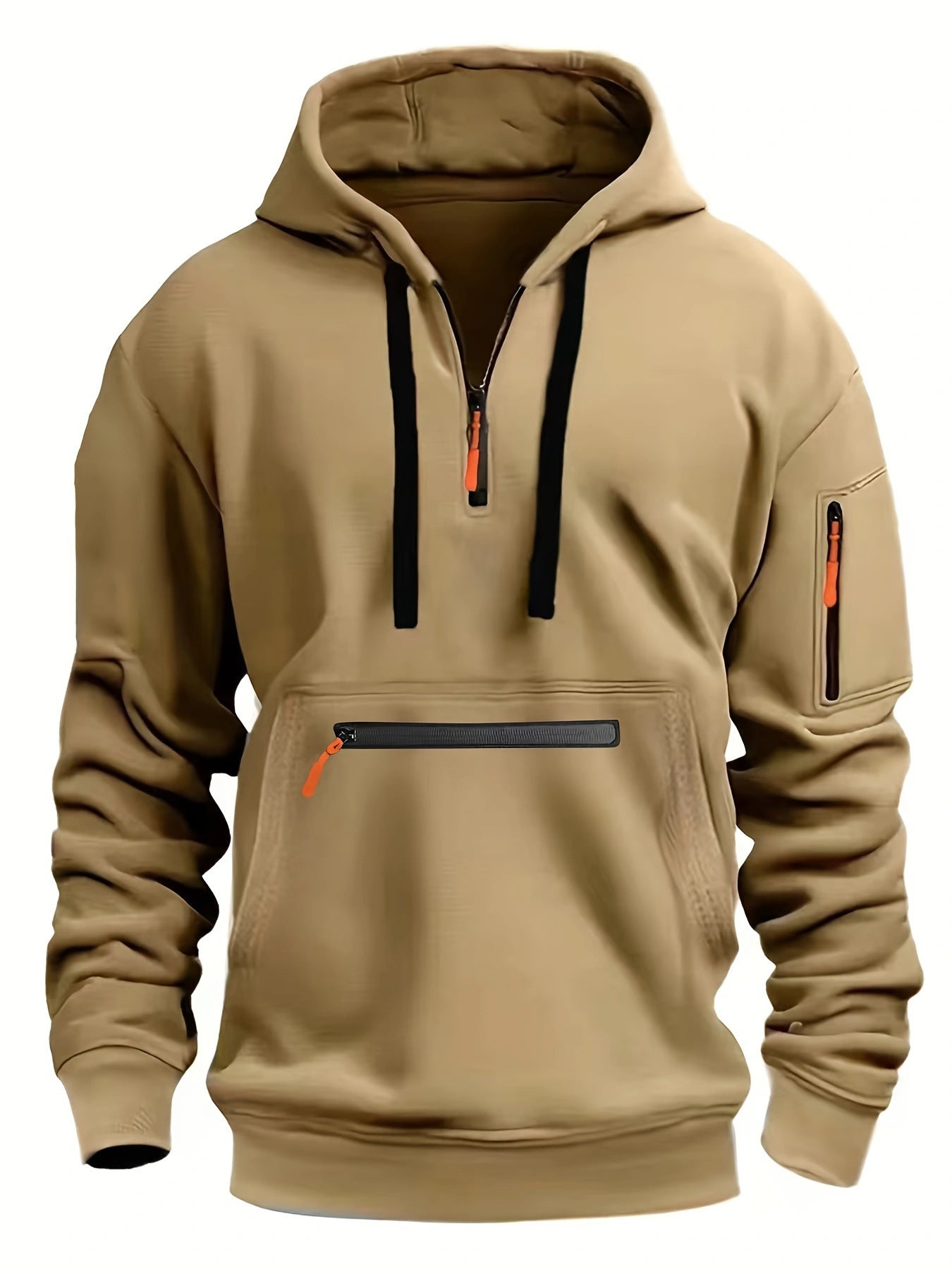 Waterproof Zipper Multi-pocket Hoodie Men's Sport Casual Sweatshirt
