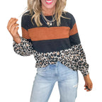 New Casual Crew-neck Sweatshirt With A Color-block Print