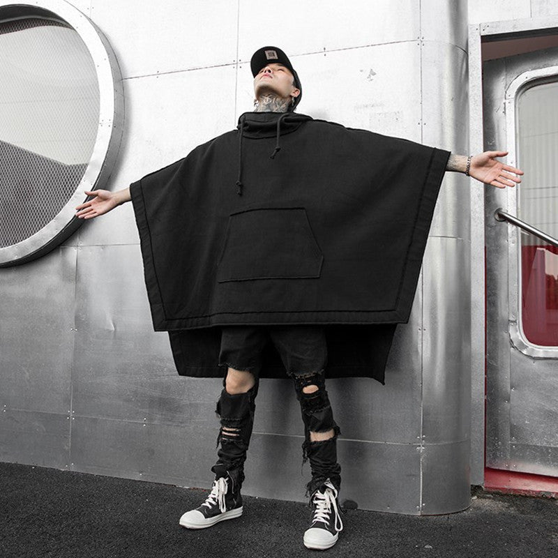Men's Loose Bat Cape Mid Length Sweater