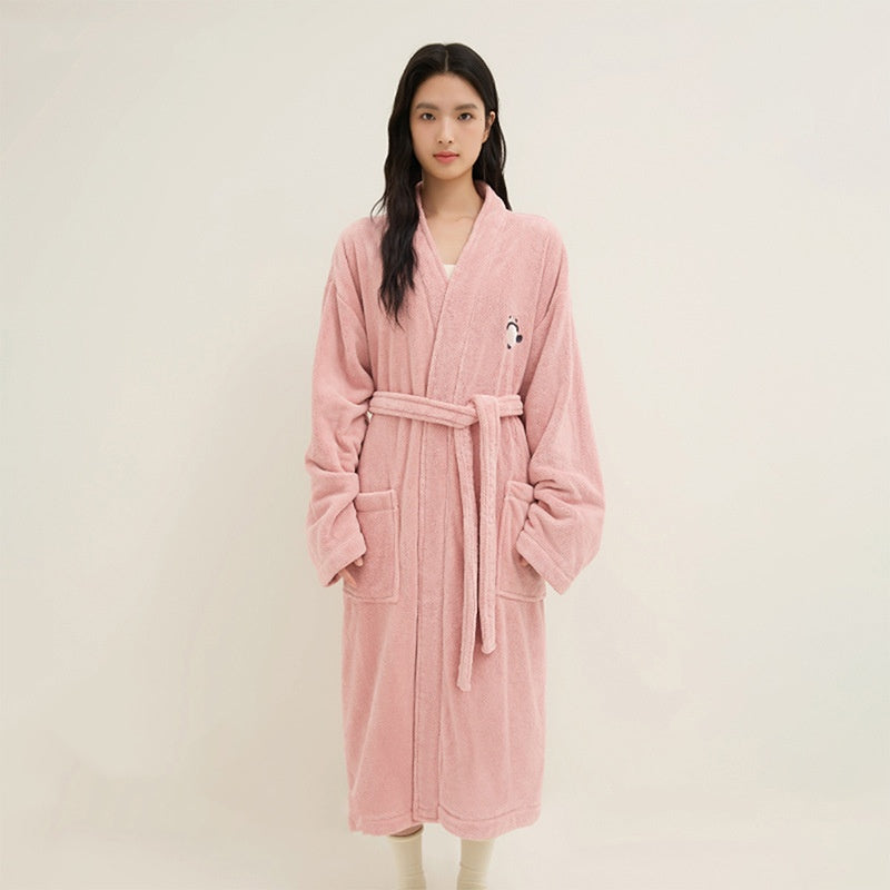 Couples Bathrobes Embroidered Coral Fleece Nightgowns