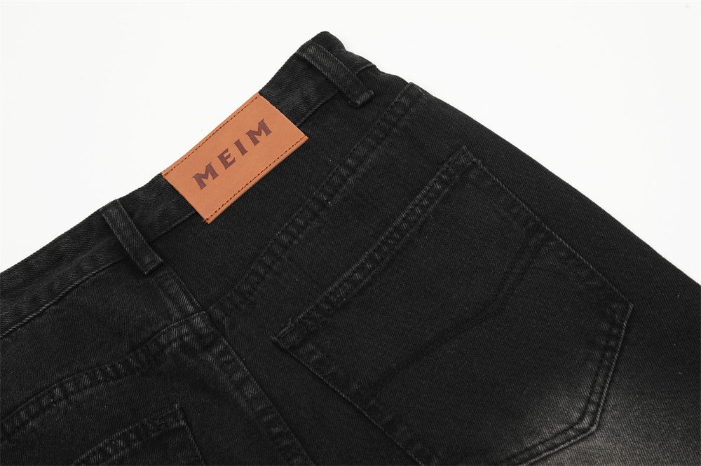 Fashion Denim Ripped Straight Pants Men