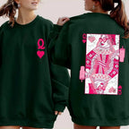 Fashionable Streetwear Red Heart Q Crewneck Loose-fit Hoodie
