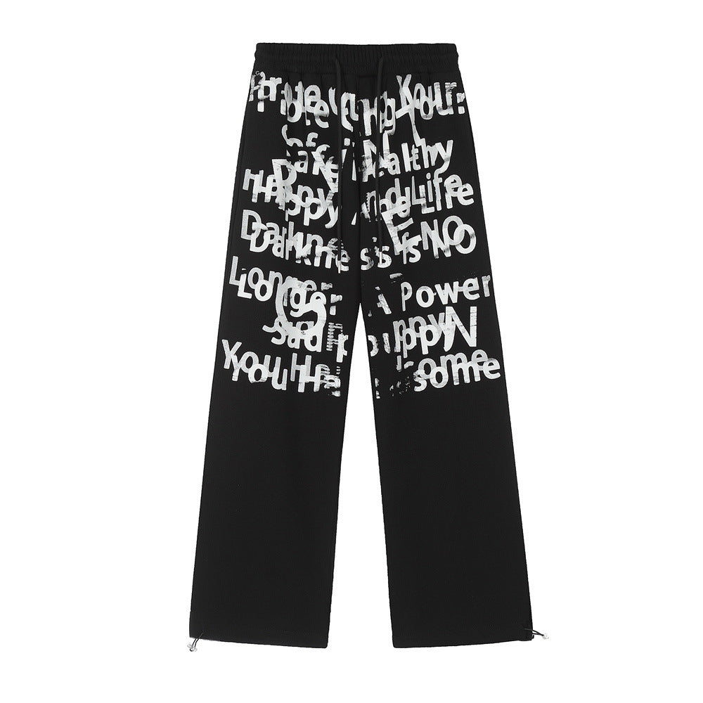 Graffiti Letter Casual Pants Men