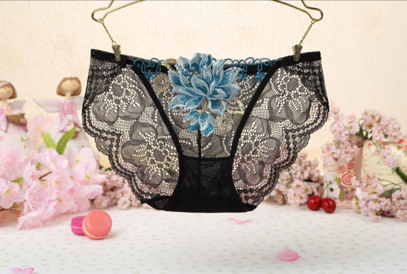 Sexy Lace Low Waist Cute Embroidered Ladies Panties