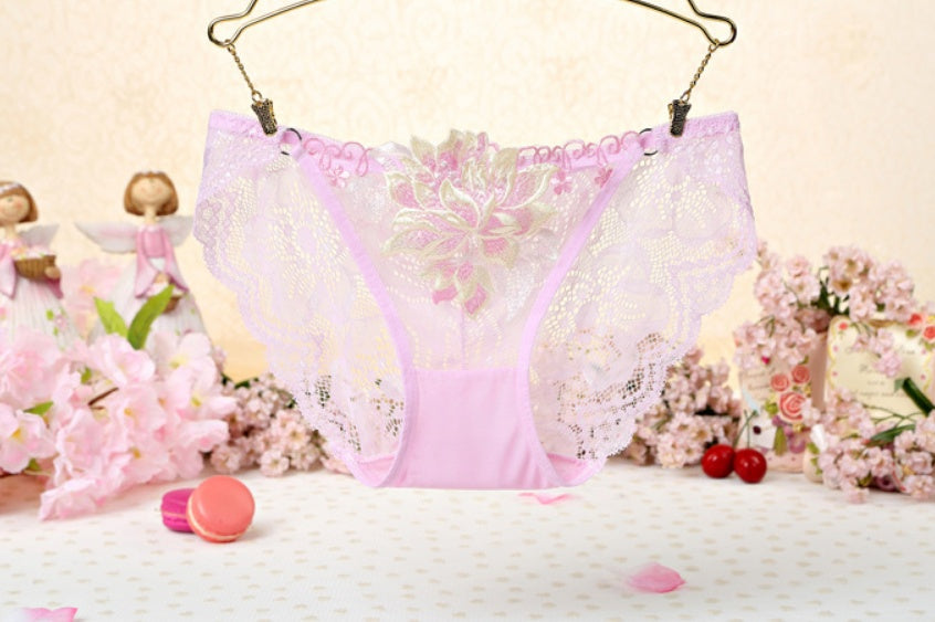 Sexy Lace Low Waist Cute Embroidered Ladies Panties