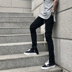 Slim drawstring zipper casual pants men