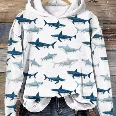 Womens 3D Digital-Print Hoodie With A Hood
