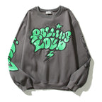 American Street Tide Alphabet Print Crewneck Hoodie Pullover
