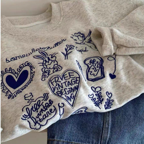 Chest-embroidered Heart And Bunny