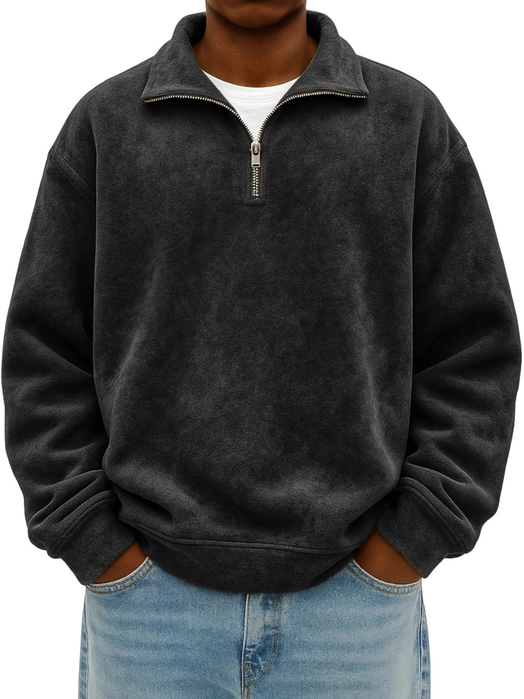Stylish Vintage Oversized Mens Half-zip Hoodie