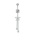 Zircon Tassel Belly Ring Navel Stud Piercing Jewelry