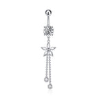 Zircon Tassel Belly Ring Navel Stud Piercing Jewelry