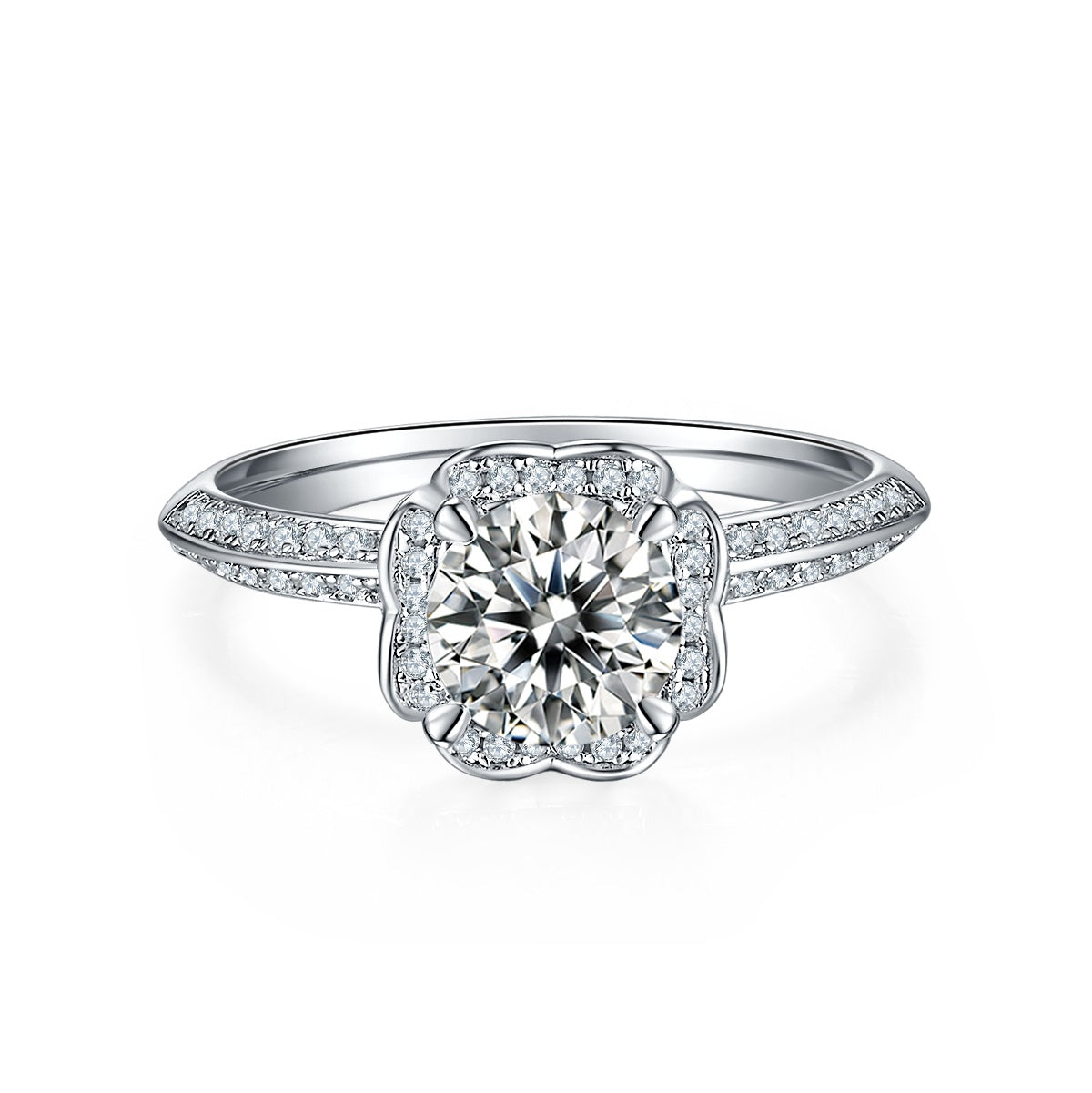 A 1-carat Luxurious And Fashionable Light Luxury Trend Jewelry Silver Ring For Men And Women, Set With Top-quality Moissanite, Made Of S925 Silver-plated Platinum Material.