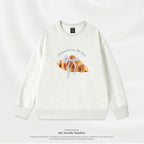 Korean-style Loose Croissant-horn Crew-neck Womens Hoodie