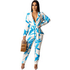 Print jacket+trouser suit Long Sleeve Pant