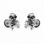 Cross-Border E-Commerce Youpin Titanium Steel Skull Punk Hip Hop Rock Tide Dumbbell Earrings Earrings Men And Women Personality Jewelry