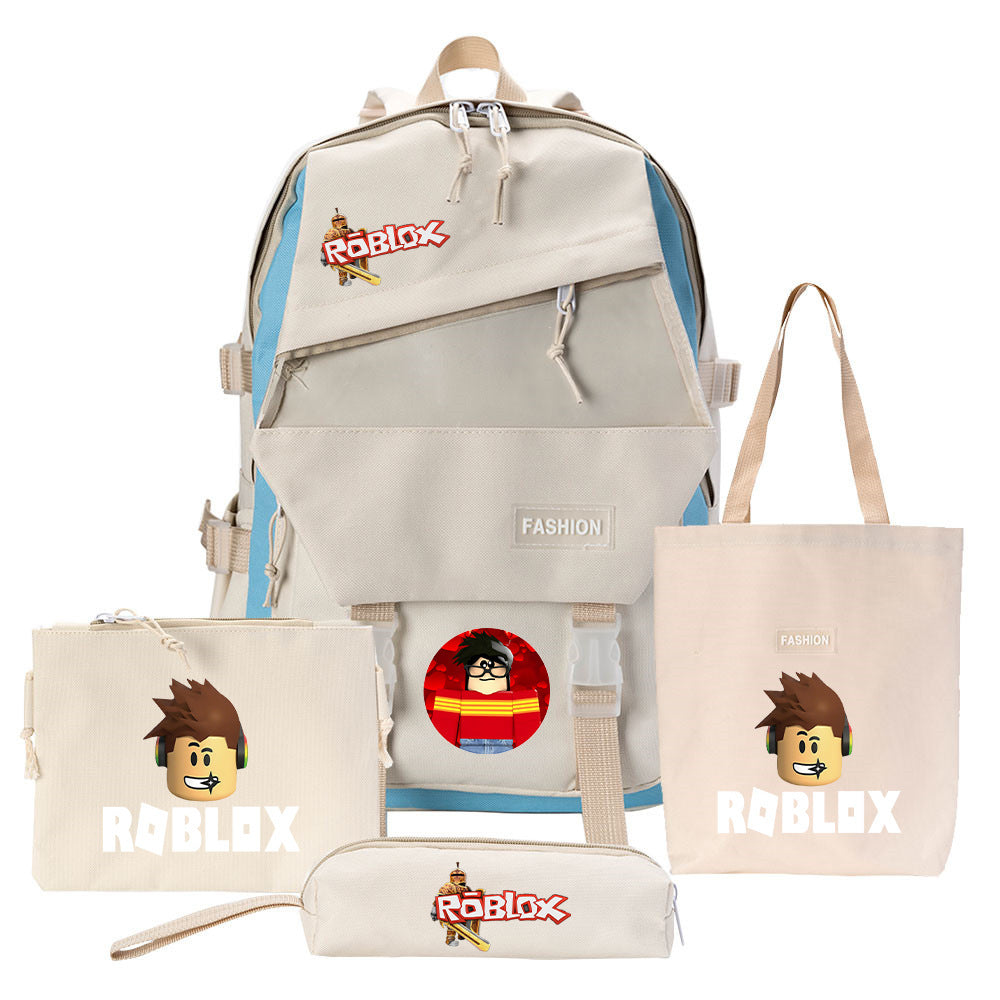 Four-piece Backpack Men And Women Student Pencil Bag Canvas Bag