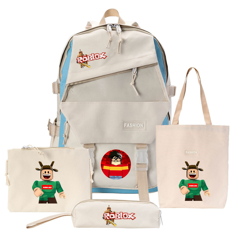 Four-piece Backpack Men And Women Student Pencil Bag Canvas Bag
