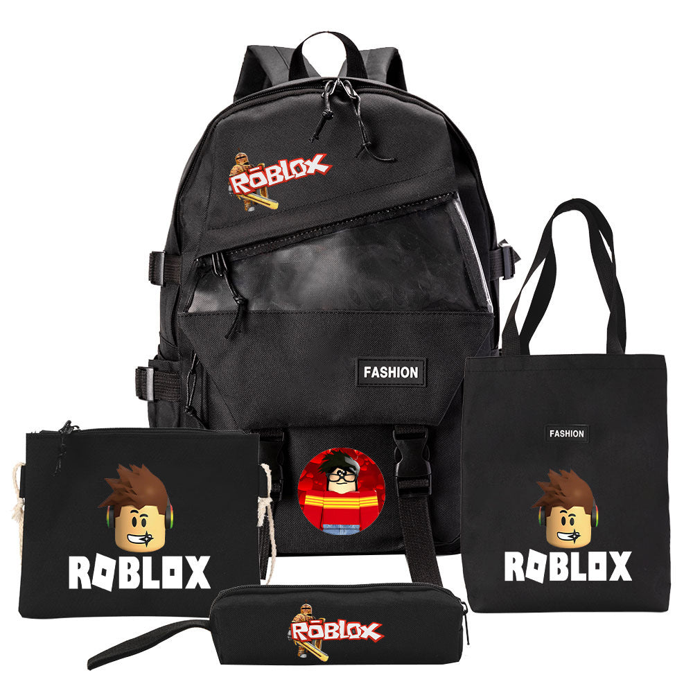 Four-piece Backpack Men And Women Student Pencil Bag Canvas Bag