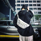 Men'S Chest Bag Oxford Cloth Trendy Cool Style Waist Bag Reflective Strip Shoulder Messenger Bag Men