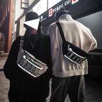 Men'S Chest Bag Oxford Cloth Trendy Cool Style Waist Bag Reflective Strip Shoulder Messenger Bag Men