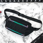 Men'S Chest Bag Oxford Cloth Trendy Cool Style Waist Bag Reflective Strip Shoulder Messenger Bag Men