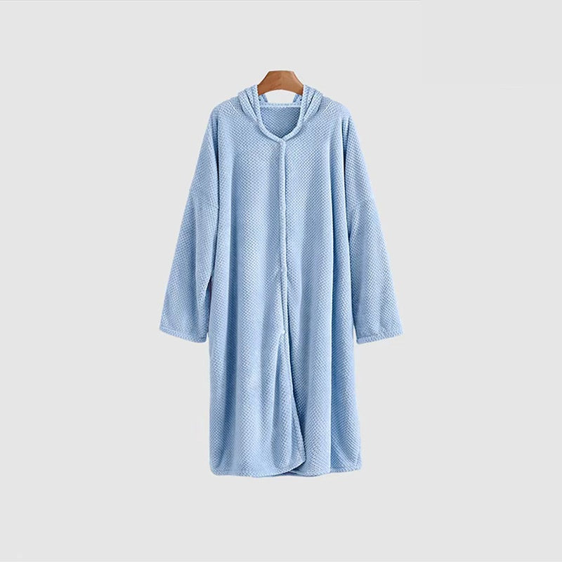 Pineapple-grain Long-sleeve Hooded Bathrobe Pajamas