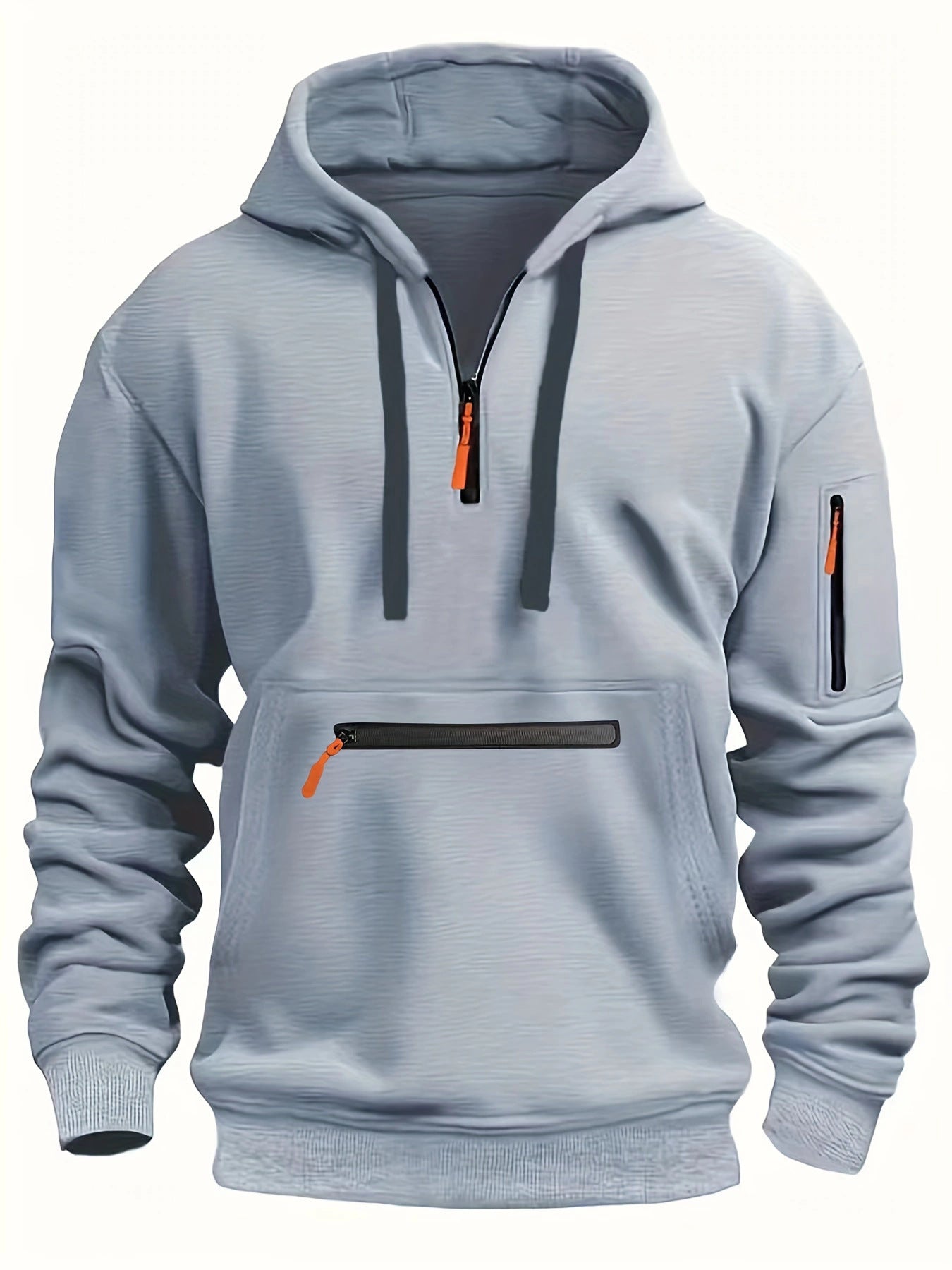Waterproof Zipper Multi-pocket Hoodie Men's Sport Casual Sweatshirt