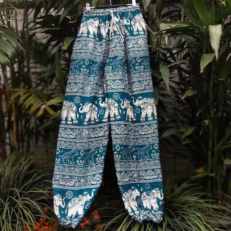 Comfortable Soft Cotton Linen Baroque Gothic Elephant Pant, lastic Waist Harem Wide Leg Pants Bloomers Trouser Deporte Fitness
