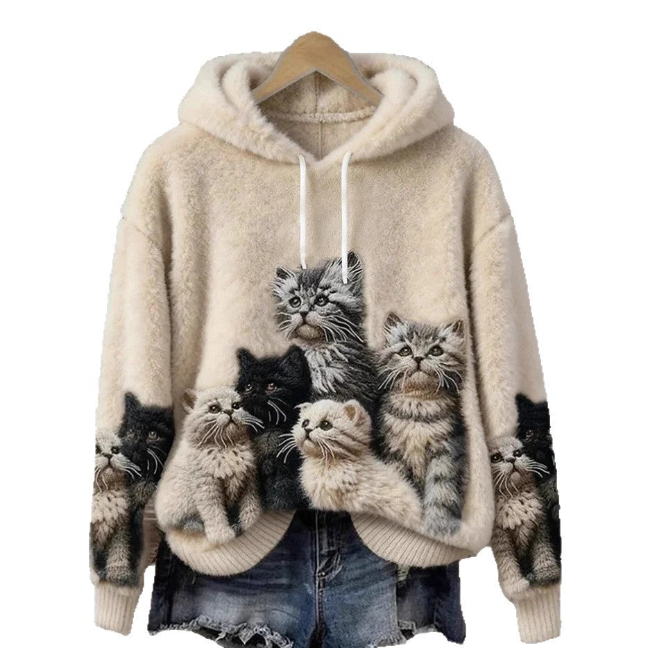 3D-printed Warm Loose-fitting Hoodie With Double Hoods For Cats
