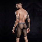 Cropped Pants Stretch Black See-through Web Pants Men