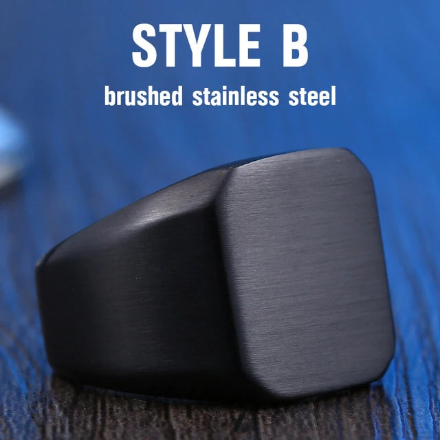 Beier new store 316L Stainless Steel ring top quality High Polished Signet Solid Biker Ring for men fashion Jewelry LLBR8-177R