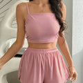 Solid-color Camisole And Shorts Set For Women