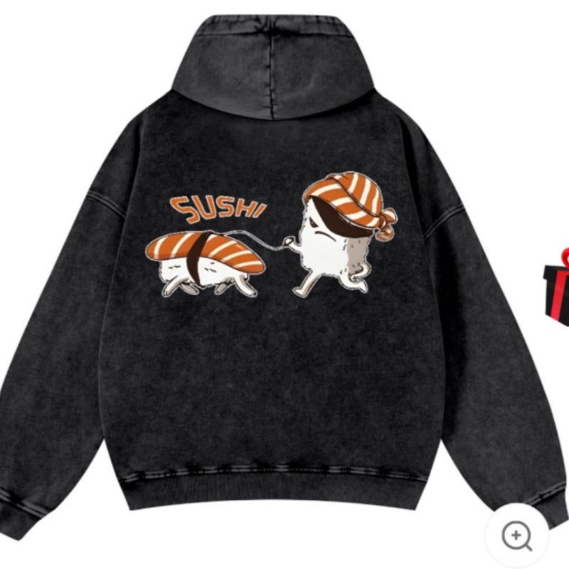 Pure Cotton Washed Vintage Hooded Sweatshirt With Double-layer Hood