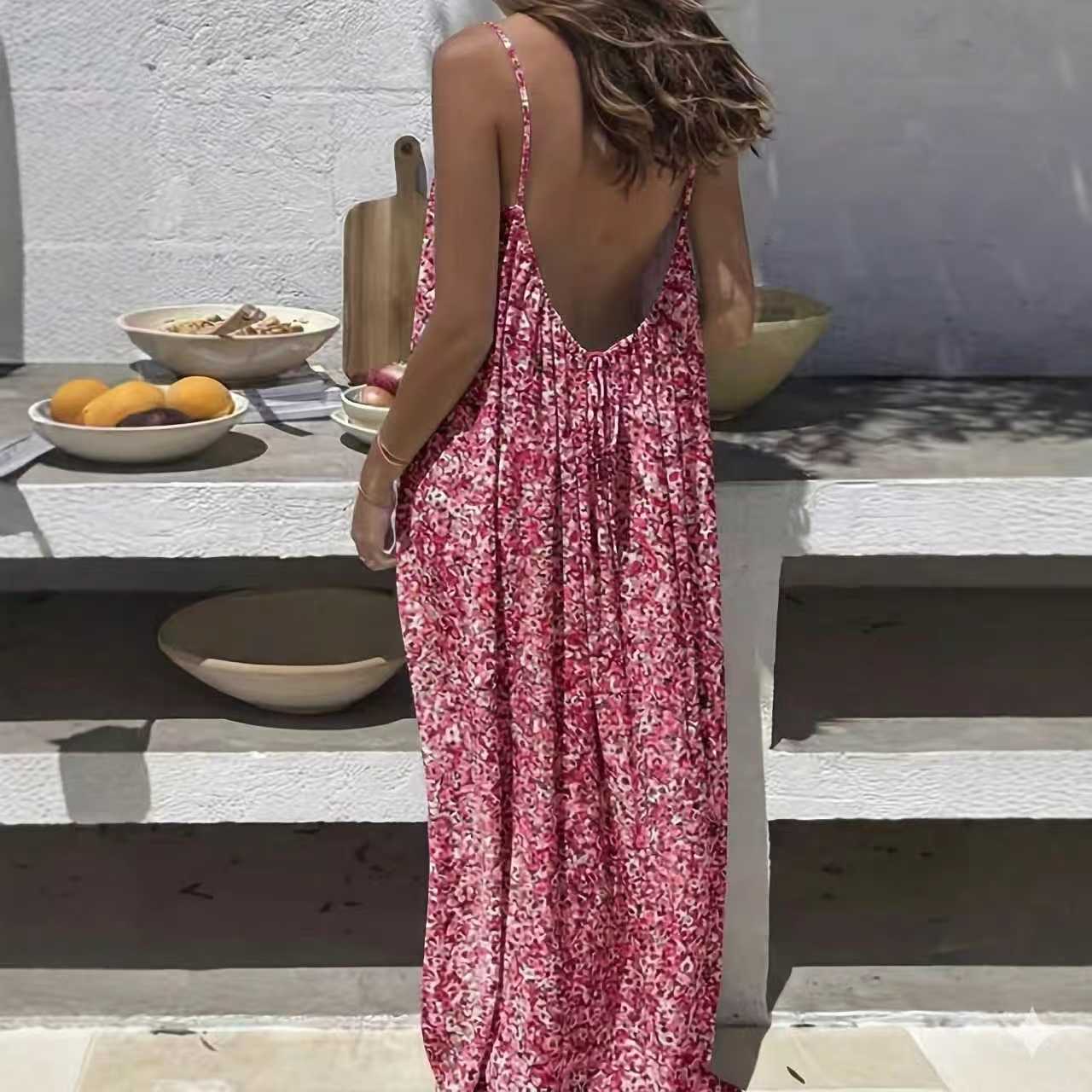 Womens Strap Coat Backless Loose Casual Dress