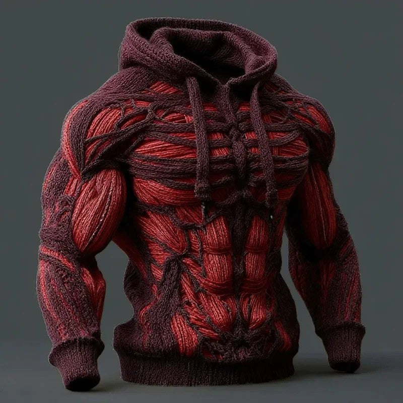 Simple Digital Print Long Sleeve Men's Hooded Sweatshirt