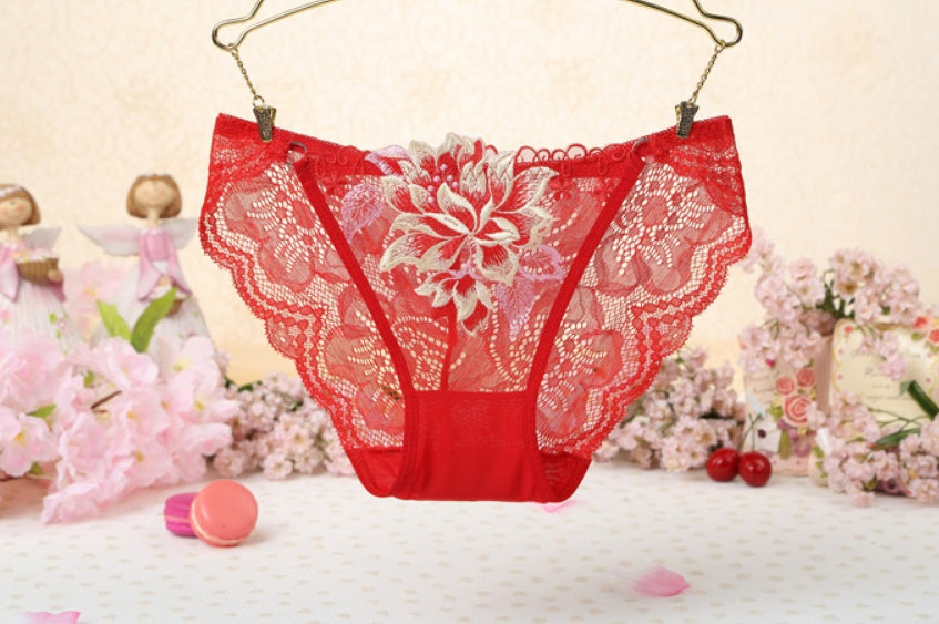 Sexy Lace Low Waist Cute Embroidered Ladies Panties
