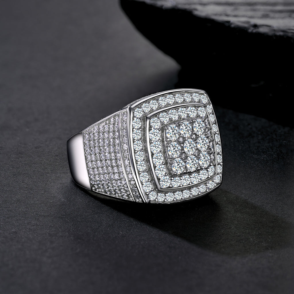 Engraved With Top-quality Moissanite, This Luxurious And Fashionable Minimalist Jewelry Set Features Exquisite Silver Accessories For Men. Made Of S925 Silver With Electroplated Platinum.