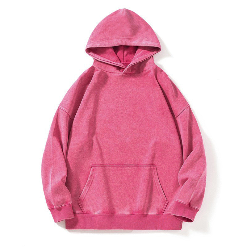 Make Old Washed Wax Printed Cotton Sweatshirt Loose Fit