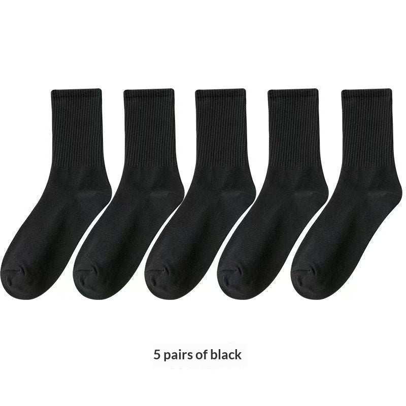 SpringAutumn Solid Color Versatile Mid-Calf Womens Socks