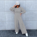 Wide-leg Pants And Hooded Sweatshirt Casual Set