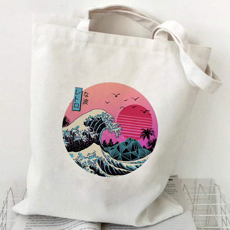 Printed Canvas Handbag Shopping Bag