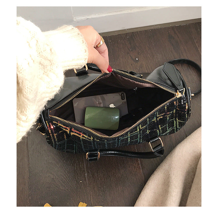 Vintage crossbody bag check handbag